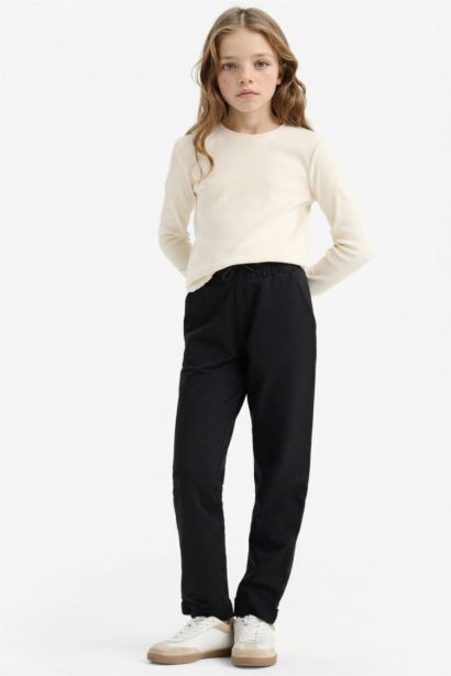 T-shirt slim basique à manches longues et col rond pour fille