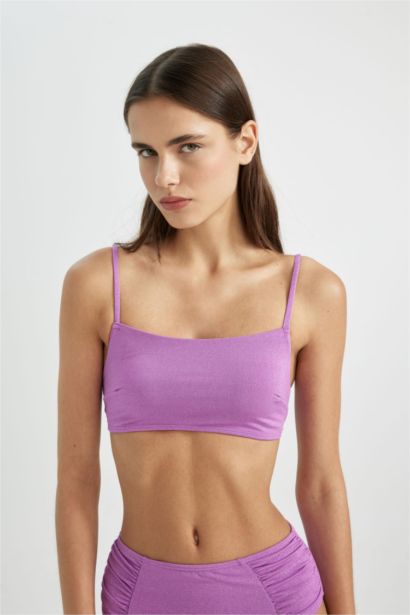 Fall in Love Regular Fit Shiny Fabric Bikini Top