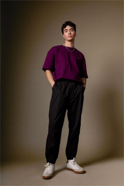 Jogger Gabardin Pantolon Regular Beli Bağcıklı Cepli Lastikli Paça