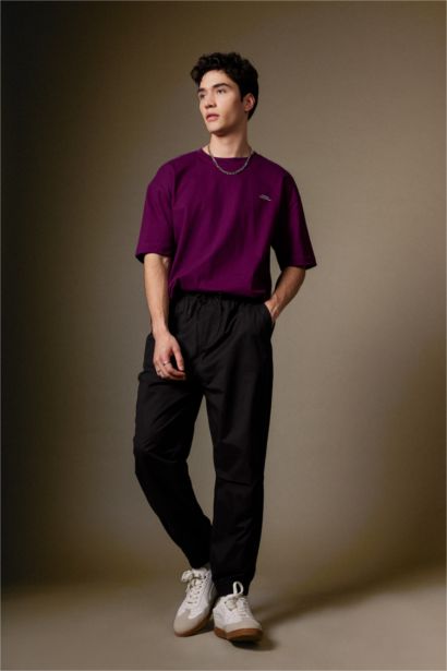 Jogger Gabardin Pantolon Regular Beli Bağcıklı Cepli Lastikli Paça