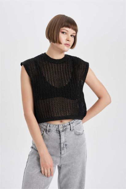 релакс пішімі дөңгелек жаға лурексли Жилет