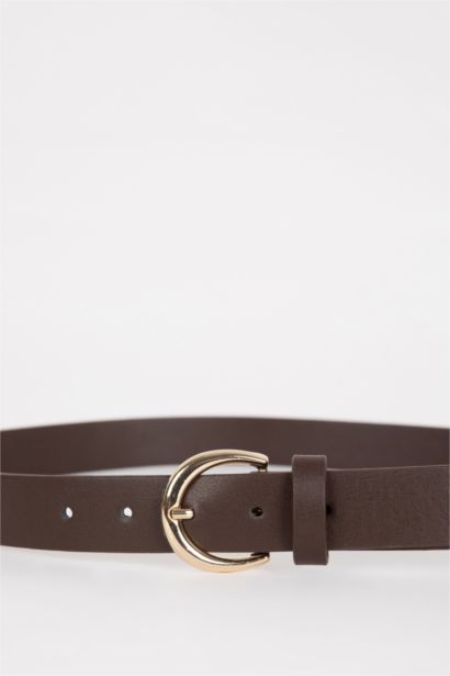 Kadın Oval Toka Suni Deri 2'li Jean Kemeri