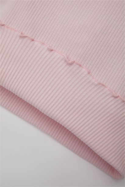 Baby Girl Crew Neck Floral Ribbed Camisole T-Shirt