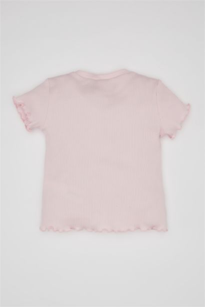 Baby Girl Crew Neck Floral Ribbed Camisole T-Shirt