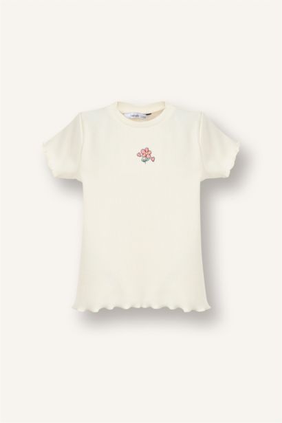 تيشيرت بيبي بناتي فلورال نص كم مضلع قصة عادية