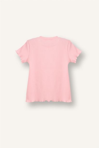 تيشيرت بيبي بناتي نص ردن مضلع فلورال قصة عادية