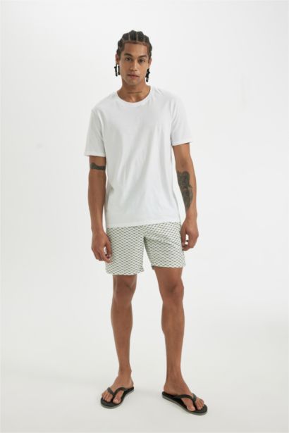 Short de bain à Motifs Coupe Régulière avec doublure en filet