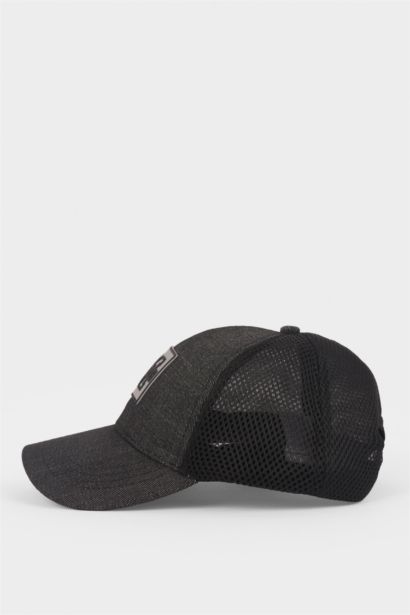 Casquette en jean avec étiquette tissée pour homme