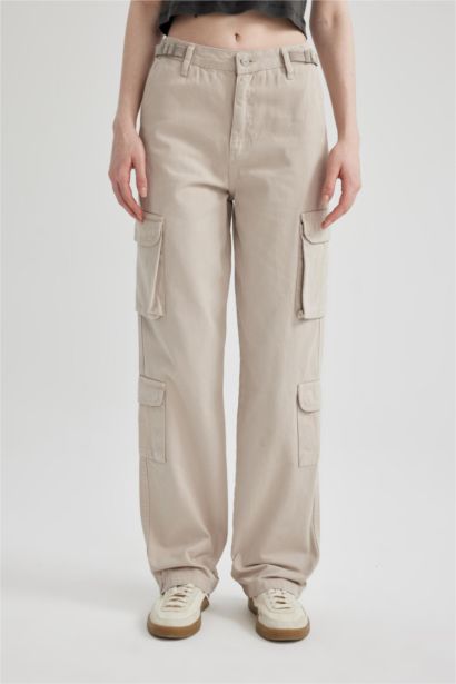 بنطلون كارجو جبردين بقصة مستقيمة
