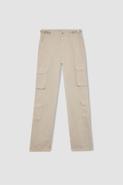 بنطلون كارجو جبردين بقصة مستقيمة