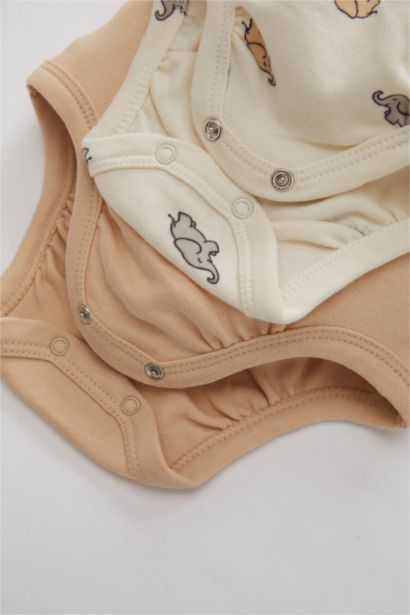 Baby Boy Newborn Elephant Patterned 2 Piece Snap Body