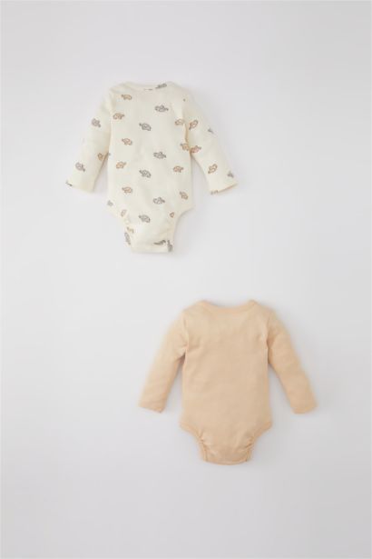 Baby Boy Newborn Elephant Patterned 2 Piece Snap Body