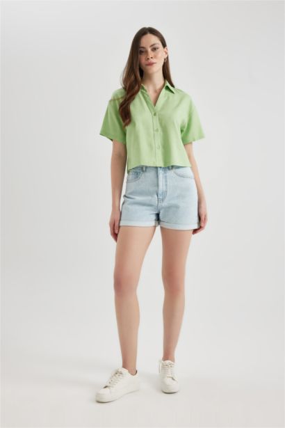 Джинсовые шорты Mom Fit  с высокой талией