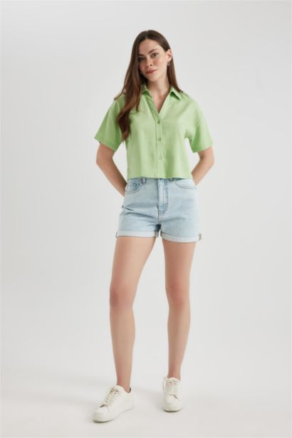 Джинсовые шорты Mom Fit  с высокой талией