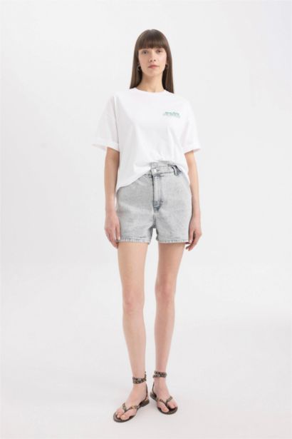 Paperbag Fit Denim High waist Folded Leg Shorts