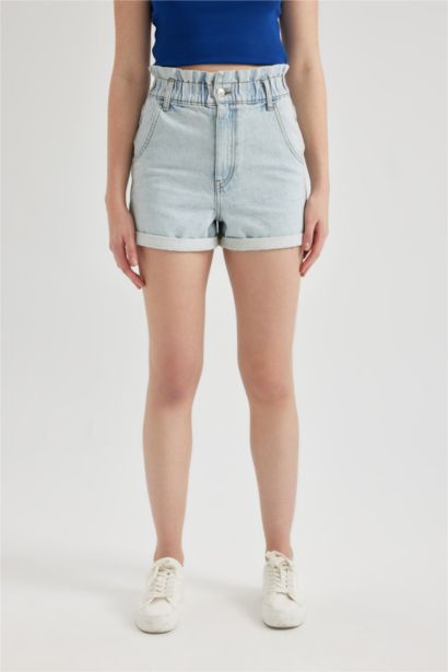 Джинсовые шорты Paperbag с высокой талией