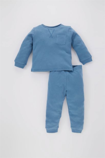 Baby Boy Long Sleeve Waffle 2 Piece Pajama Set