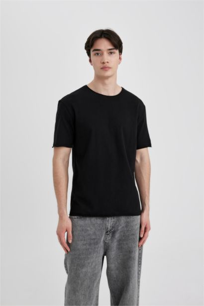 Regular Fit Crew Neck Dirty Short Sleeve T-Shirt