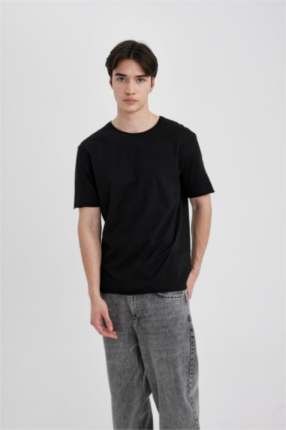 Regular Fit Crew Neck Dirty Short Sleeve T-Shirt