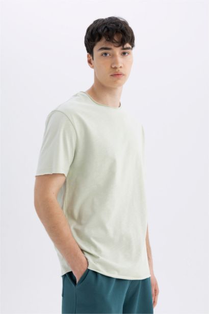 Regular Fit Crew Neck Dirty Short Sleeve T-Shirt