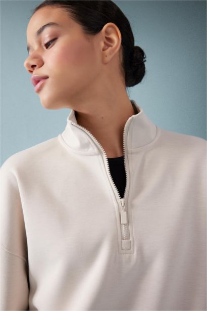 DeFactoFit Oversize Fit Zippered Sports Sweatshirt