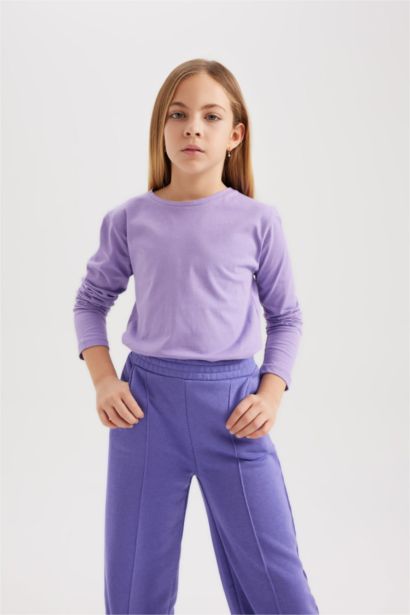 Bisiklet Yaka Tişört Kız Çocuk