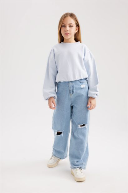 Girl Crew Neck Basic Sweatshirt