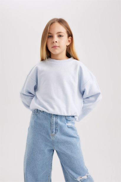 Girl Crew Neck Basic Sweatshirt