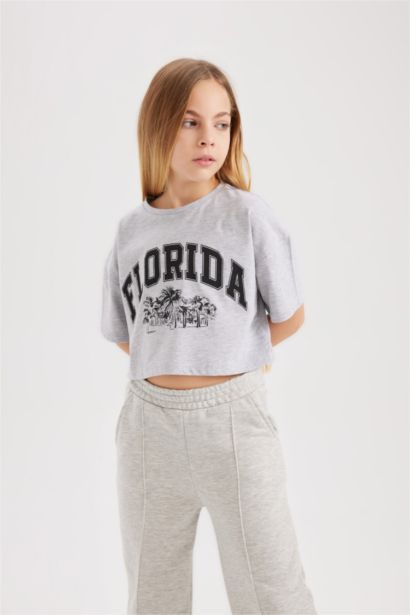 Girl 2 Piece Short Sleeve Crop T-Shirt