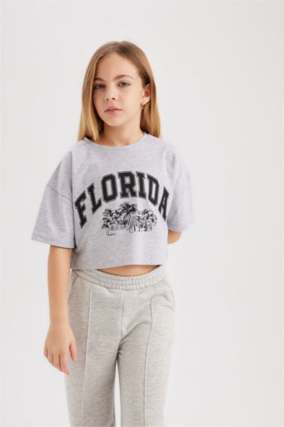 Girl 2 Piece Short Sleeve Crop T-Shirt