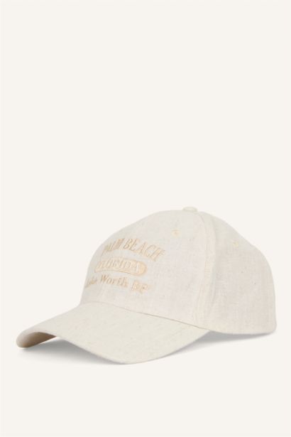 Kadın Nakışlı Keten Cap Şapka