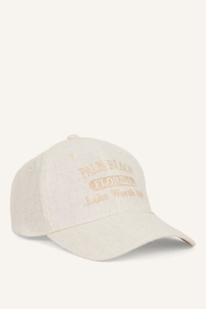 Kadın Nakışlı Keten Cap Şapka