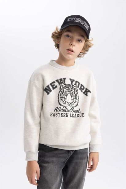 Bisiklet Yaka Baskılı Sweatshirt Erkek Çocuk