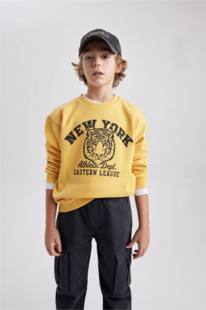 Bisiklet Yaka Baskılı Sweatshirt Erkek Çocuk