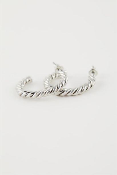 Woman 3 Piece Hoop Silver Earrings