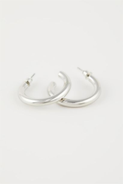 Woman 3 Piece Hoop Silver Earrings