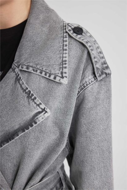 Long Denim Trench Coat