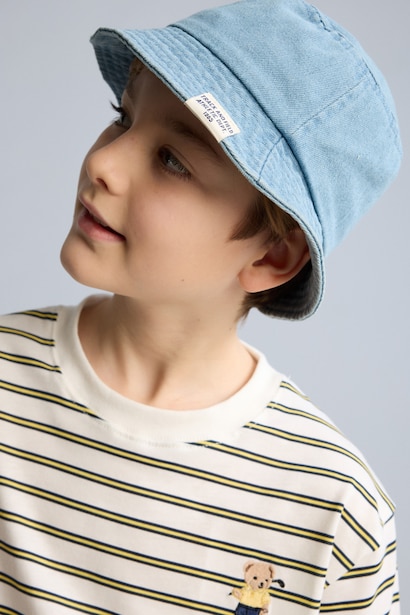 Boy Label Printed Denim Bucket Hat