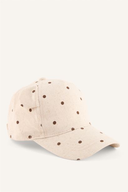 Baskılı Pamuklu Cap Şapka Kız Bebek