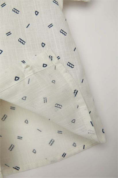 Baby Boy Shirt Collar Flared Poplin Short Sleeve Shirt