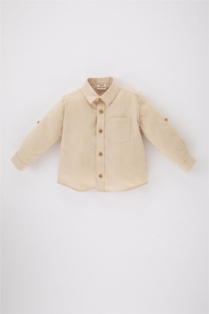 Baby Boy Poplin Basic Long Sleeve Shirt