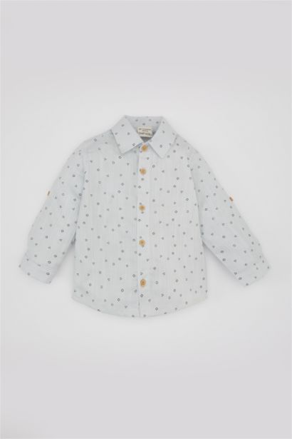 Baby Boy Voile Long Sleeve Patterned Shirt