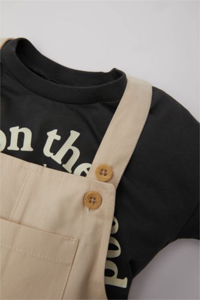 Baby Boy Slogan Printed Jersey T-Shirt Salopet 2 Piece Set