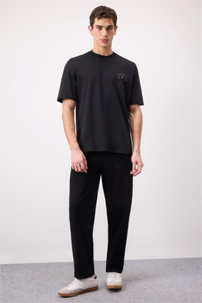 T-shirt en coton imprimé Vikings Valhalla à col rond et coupe boxy