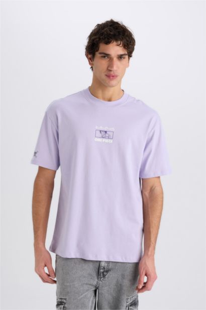 Boxy Fit One Piece Crew Neck Printed Short Sleeve T-Shirt