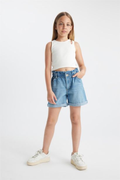 Girl Paperbag Denim Shorts