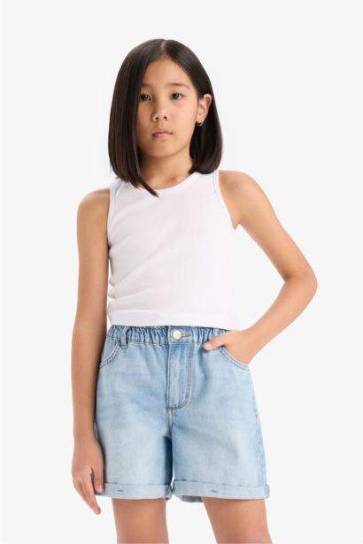 Short Paperbag en jean pour fille