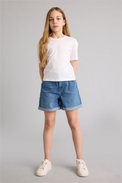 Girl Paperbag Denim Shorts