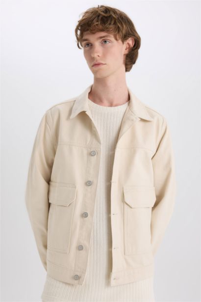 جاكيت قطن جينز سليم فيت بجيب وأزرار