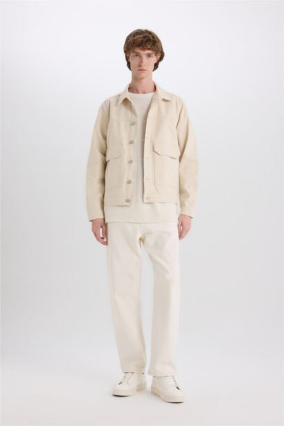 جاكيت قطن جينز سليم فيت بجيب وأزرار